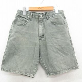 ラングラー(Wrangler)のW30★古着 ラングラー Wrangler ショート パンツ ショーツ メンズ グレー系 デニム 23may06 中古 ボトムス 短パン ショーパン ハーフ(ワークパンツ/カーゴパンツ)