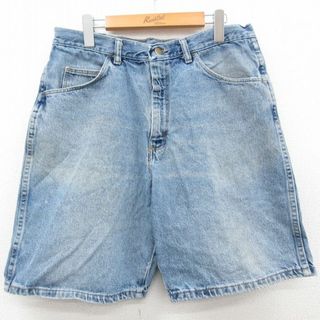 ラングラー(Wrangler)のW31★古着 ラングラー Wrangler ショート パンツ ショーツ メンズ 00年代 00s コットン 紺 ネイビー デニム 23may06 中古 ボトムス 短パン ショーパン ハーフ(ワークパンツ/カーゴパンツ)