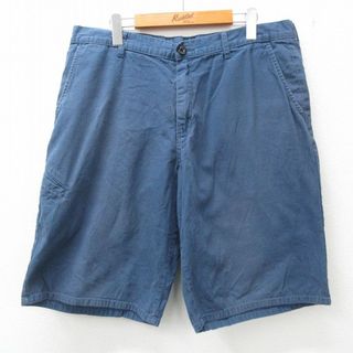 ディッキーズ(Dickies)のW37★古着 ディッキーズ Dickies ハーフ ワーク パンツ ショーツ メンズ コットン 紺 ネイビー 23may09 中古 ボトムス 短パン ショーパン(ワークパンツ/カーゴパンツ)