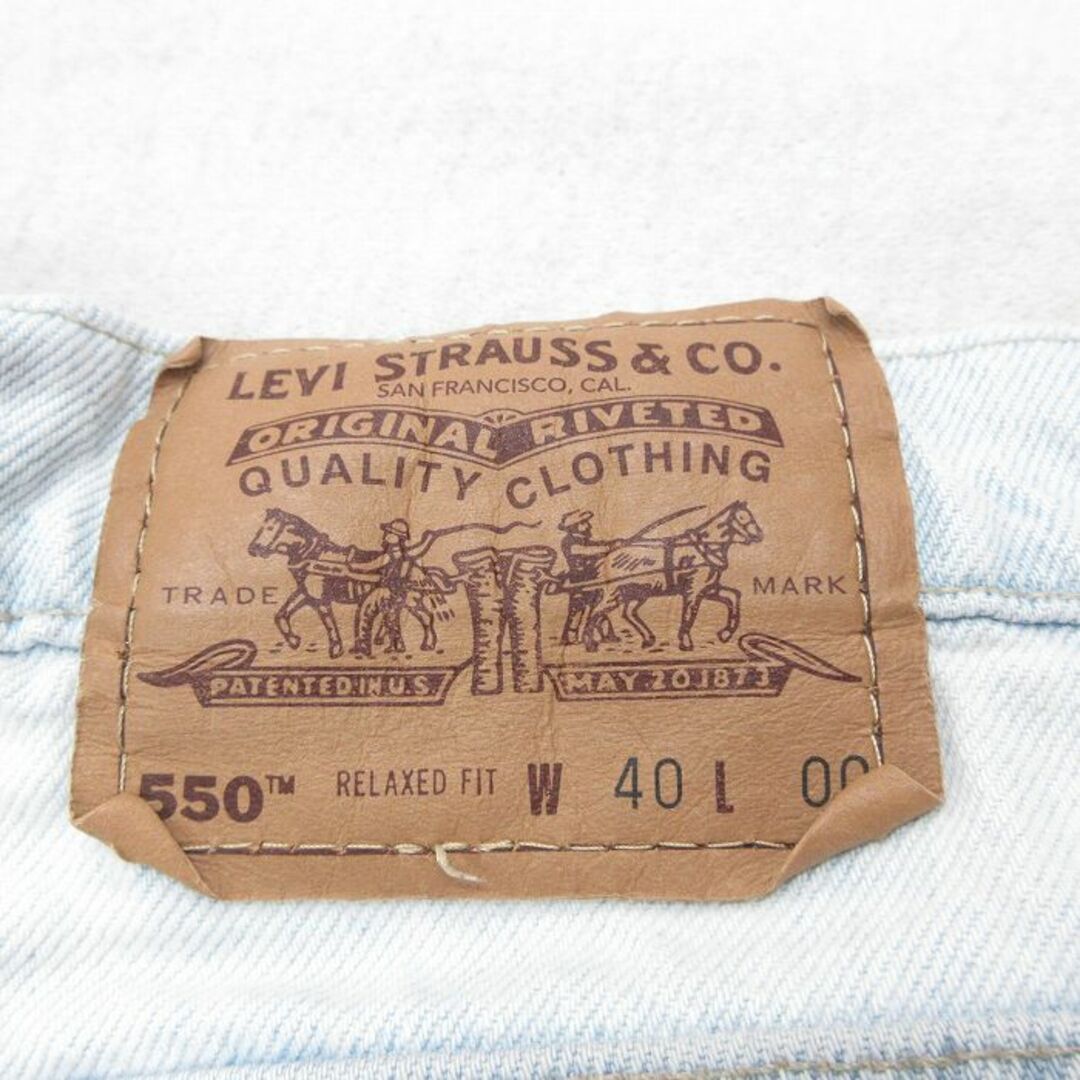 Levi's(リーバイス)のW39★古着 リーバイス Levis 550 ハーフ パンツ ショーツ メンズ 00年代 00s 大きいサイズ コットン 薄紺 ネイビー デニム 23may12 中古 ボトムス 短パン ショーパン ショート メンズのパンツ(ワークパンツ/カーゴパンツ)の商品写真