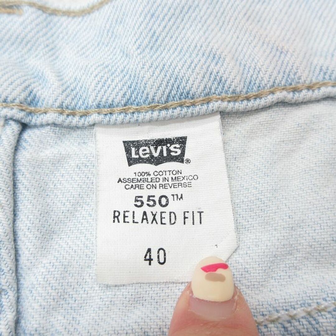 Levi's(リーバイス)のW39★古着 リーバイス Levis 550 ハーフ パンツ ショーツ メンズ 00年代 00s 大きいサイズ コットン 薄紺 ネイビー デニム 23may12 中古 ボトムス 短パン ショーパン ショート メンズのパンツ(ワークパンツ/カーゴパンツ)の商品写真