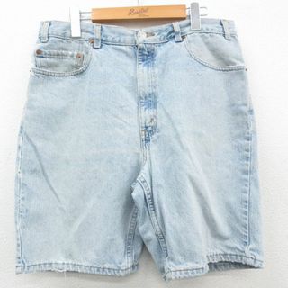 リーバイス(Levi's)のW36★古着 リーバイス Levis 505 ショート パンツ ショーツ メンズ 00年代 00s コットン 薄紺 ネイビー デニム 23may12 中古 ボトムス 短パン ショーパン ハーフ(ワークパンツ/カーゴパンツ)