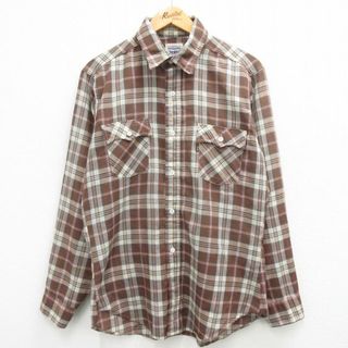 リーバイス(Levi's)のL★古着 リーバイス Levis 長袖 ブランド シャツ メンズ 80年代 80s 茶他 ブラウン チェック 23may01 中古 トップス(シャツ)