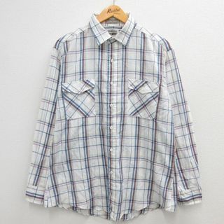 リーバイス(Levi's)のL★古着 リーバイス Levis 長袖 ブランド シャツ メンズ 80年代 80s 白他 ホワイト チェック 23may01 中古 トップス(シャツ)