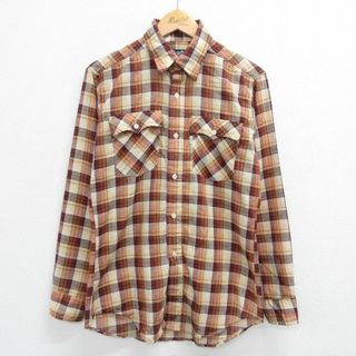 リーバイス(Levi's)のM★古着 リーバイス 長袖 ブランド シャツ メンズ 80年代 80s USA製 茶系他 ブラウン チェック 23may02 中古 トップス(シャツ)