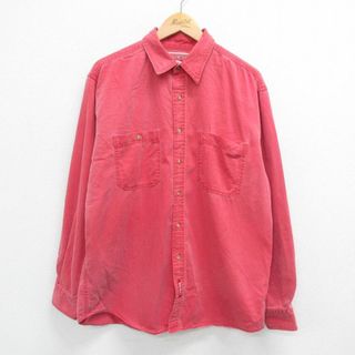 XL★古着 マルボロ 長袖 シャツ メンズ 90年代 90s 大きいサイズ コットン 赤系 レッド 23may06 中古 トップス(シャツ)