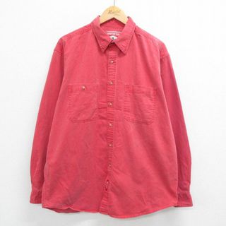 XL★古着 マルボロ 長袖 シャツ メンズ 90年代 90s 大きいサイズ 赤系 レッド 23may06 中古 トップス(シャツ)