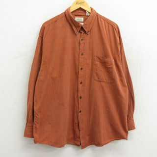 XL★古着 長袖 シャツ メンズ 00年代 00s 大きいサイズ コットン ボタンダウン オレンジ チェック 23may13 中古 トップス(シャツ)