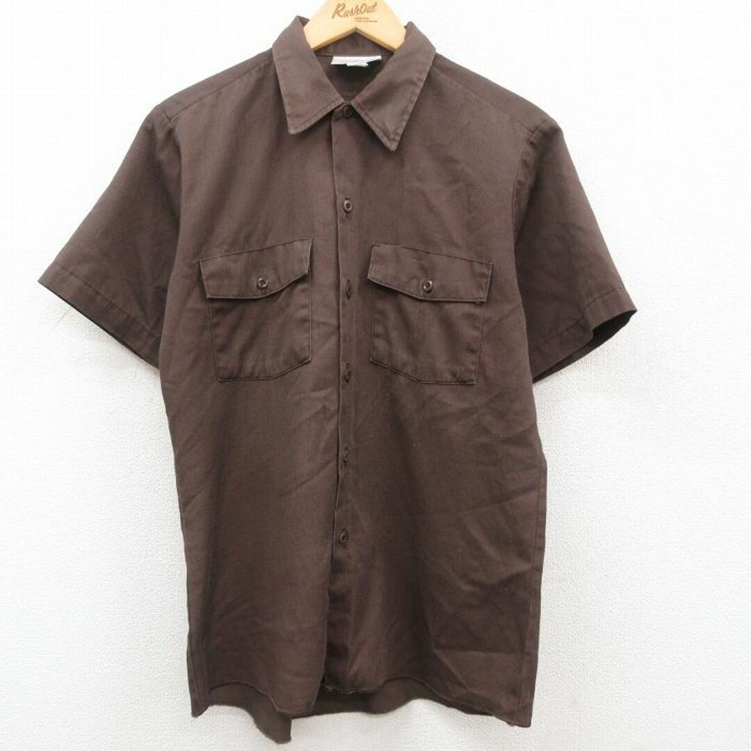 Dickies(ディッキーズ)のM★古着 ディッキーズ Dickies 半袖 ワーク シャツ メンズ 90年代 90s 茶 ブラウン 23may15 中古 トップス メンズのトップス(シャツ)の商品写真