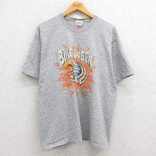 ウィルソン(wilson)のXL★古着 ウィルソン 半袖 ビンテージ Tシャツ メンズ 00年代 00s バイクウィーク デイトナビーチ クルーネック グレー 霜降り 23may08 中古(Tシャツ/カットソー(半袖/袖なし))