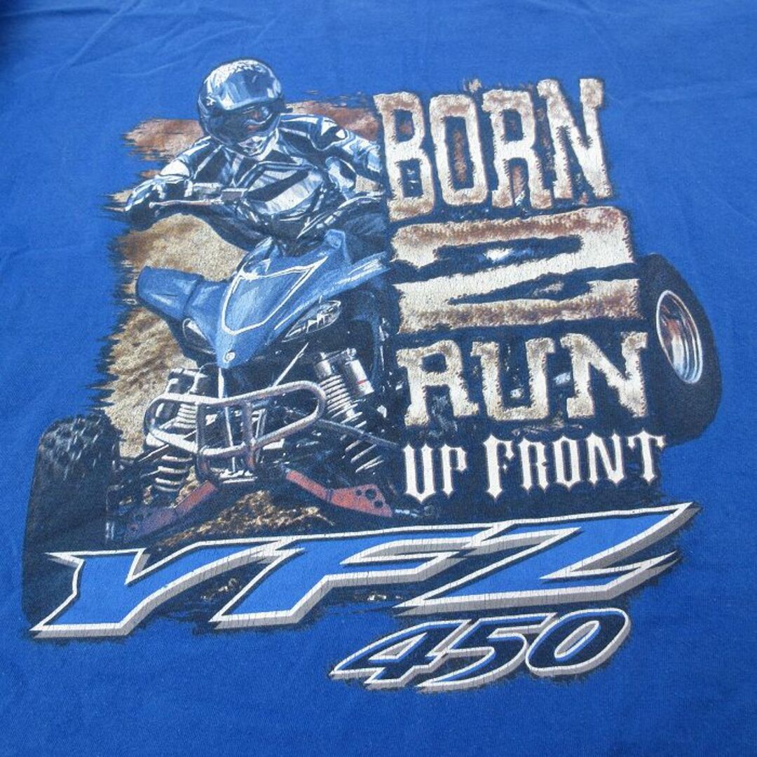 XL★古着 半袖 ビンテージ Tシャツ メンズ 00年代 00s YAMAHA YFZ450 バイク 大きいサイズ コットン クルーネック 青 ブルー 23may15 中古 メンズのトップス(Tシャツ/カットソー(半袖/袖なし))の商品写真