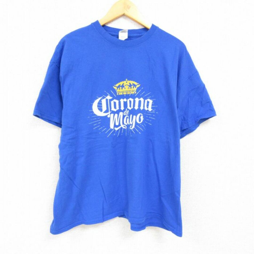 XL★古着 半袖 Tシャツ メンズ コロナ ビール コットン クルーネック 青 ブルー 23may11 中古 メンズのトップス(Tシャツ/カットソー(半袖/袖なし))の商品写真