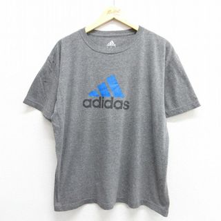 アディダス(adidas)のXL★古着 アディダス adidas 半袖 ブランド Tシャツ メンズ ビッグロゴ クルーネック グレー 23may09 中古(Tシャツ/カットソー(半袖/袖なし))