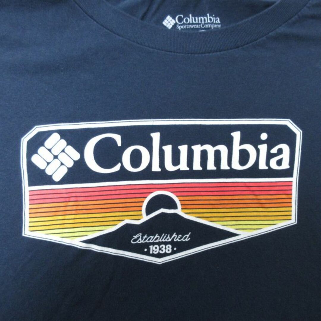 Columbia(コロンビア)のXL★古着 コロンビア COLUMBIA Columbia 半袖 ブランド Tシャツ メンズ ビッグロゴ 大きいサイズ コットン クルーネック 紺 ネイビー 23may09 中古 メンズのトップス(Tシャツ/カットソー(半袖/袖なし))の商品写真