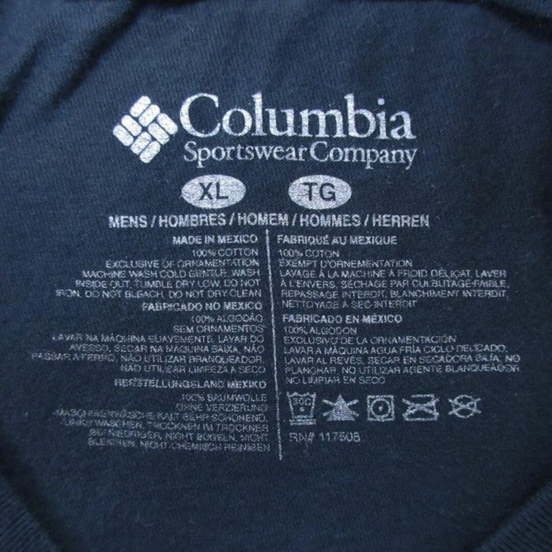 Columbia(コロンビア)のXL★古着 コロンビア COLUMBIA Columbia 半袖 ブランド Tシャツ メンズ ビッグロゴ 大きいサイズ コットン クルーネック 紺 ネイビー 23may09 中古 メンズのトップス(Tシャツ/カットソー(半袖/袖なし))の商品写真