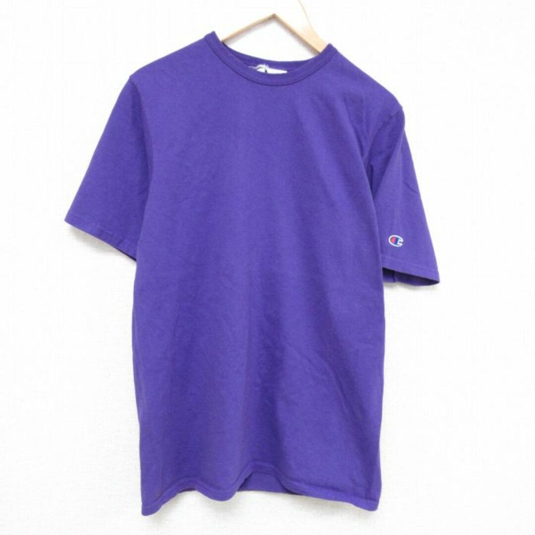 Champion(チャンピオン)のL★古着 チャンピオン Champion 半袖 ブランド Tシャツ メンズ 無地 コットン クルーネック 紫 パープル 23may09 中古 メンズのトップス(Tシャツ/カットソー(半袖/袖なし))の商品写真