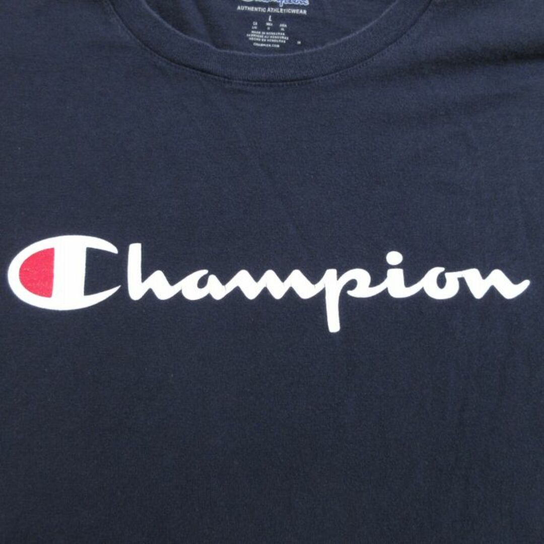 Champion(チャンピオン)のL★古着 チャンピオン Champion 半袖 ブランド Tシャツ メンズ ビッグロゴ クルーネック 黒 ブラック 23may15 中古 メンズのトップス(Tシャツ/カットソー(半袖/袖なし))の商品写真