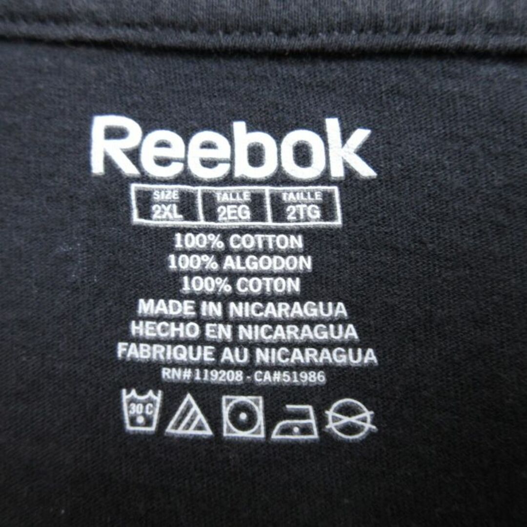 Reebok(リーボック)のXL★古着 リーボック REEBOK 半袖 ブランド Tシャツ メンズ NHL ボストンブルーインズ パトリスバージェロン 大きいサイズ コットン クルーネック 黒 ブラック アイスホッケー 23may15 中古 メンズのトップス(Tシャツ/カットソー(半袖/袖なし))の商品写真