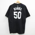 XL★古着 マジェスティック 半袖 ビンテージ Tシャツ メンズ 00年代 00s MLB シカゴホワイトソックス ジョンダンクス 50 大きいサイズ ロング丈 コットン クルーネック 黒 ブラック メジャーリーグ ベースボール 野球 23may01 中古