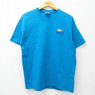 ヘインズ(Hanes)のL★古着 ヘインズ Hanes 半袖 ビンテージ Tシャツ メンズ 00年代 00s CRESTOR コットン クルーネック 青 ブルー 23may01 中古(Tシャツ/カットソー(半袖/袖なし))