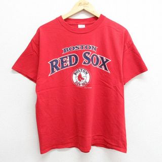 XL★古着 半袖 ビンテージ Tシャツ メンズ 00年代 00s MLB ボストンレッドソックス コットン クルーネック 赤 レッド メジャーリーグ ベースボール 野球 23may08 中古(Tシャツ/カットソー(半袖/袖なし))