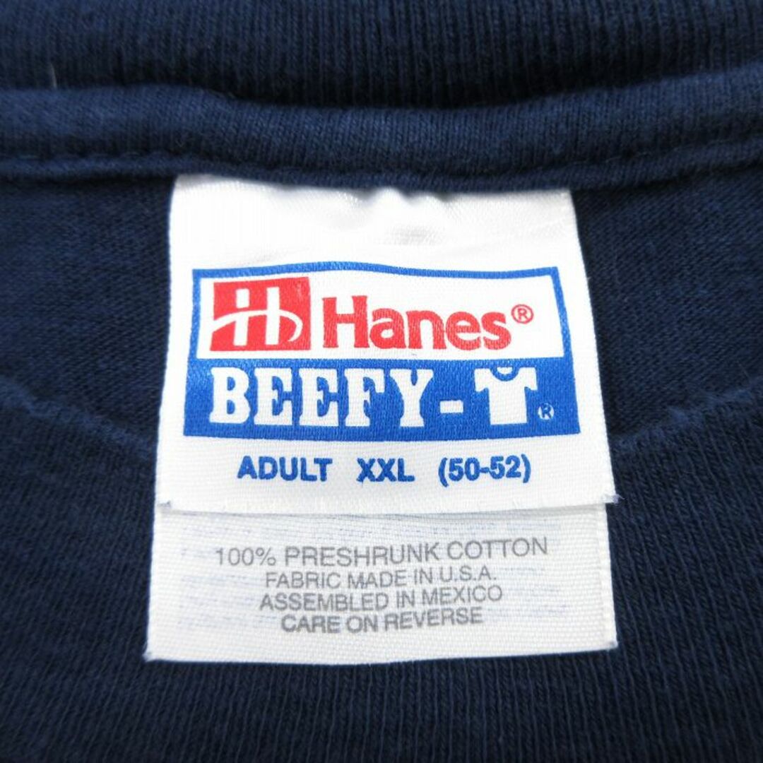 Hanes(ヘインズ)のXL★古着 ヘインズ Hanes 半袖 ビンテージ Tシャツ メンズ 00年代 00s ミラー ビール ワシ 大きいサイズ ロング丈 コットン クルーネック 紺 ネイビー 23may09 中古 メンズのトップス(Tシャツ/カットソー(半袖/袖なし))の商品写真