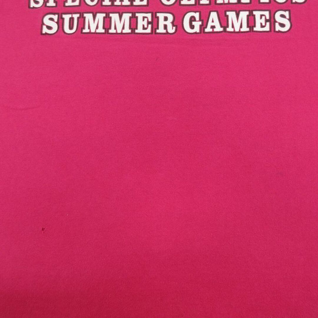 XL★古着 半袖 ビンテージ Tシャツ メンズ 90年代 90s オハイオ SUMMER GAMES 大きいサイズ　コットン クルーネック USA製 濃ピンク 23may10 中古 メンズのトップス(Tシャツ/カットソー(半袖/袖なし))の商品写真