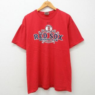 ナイキ(NIKE)のXL★古着 ナイキ NIKE 半袖 ビンテージ Tシャツ メンズ 00年代 00s MLB ボストンレッドソックス ワンポイントロゴ コットン クルーネック 赤 レッド メジャーリーグ ベースボール 野球 23may10 中古(Tシャツ/カットソー(半袖/袖なし))