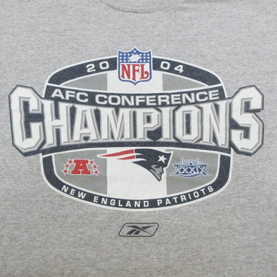 Reebok(リーボック)のXL★古着 リーボック REEBOK 半袖 ビンテージ Tシャツ メンズ 00年代 00s NFL ニューイングランドペイトリオッツ ワンポイントロゴ 大きいサイズ クルーネック グレー 霜降り アメフト スーパーボウル 23may10 中古 メンズのトップス(Tシャツ/カットソー(半袖/袖なし))の商品写真