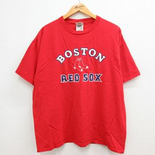 アディダス(adidas)のXL★古着 アディダス adidas 半袖 ビンテージ Tシャツ メンズ 00年代 00s MLB ボストンレッドソックス コットン クルーネック 赤 レッド メジャーリーグ ベースボール 野球 23may10 中古(Tシャツ/カットソー(半袖/袖なし))