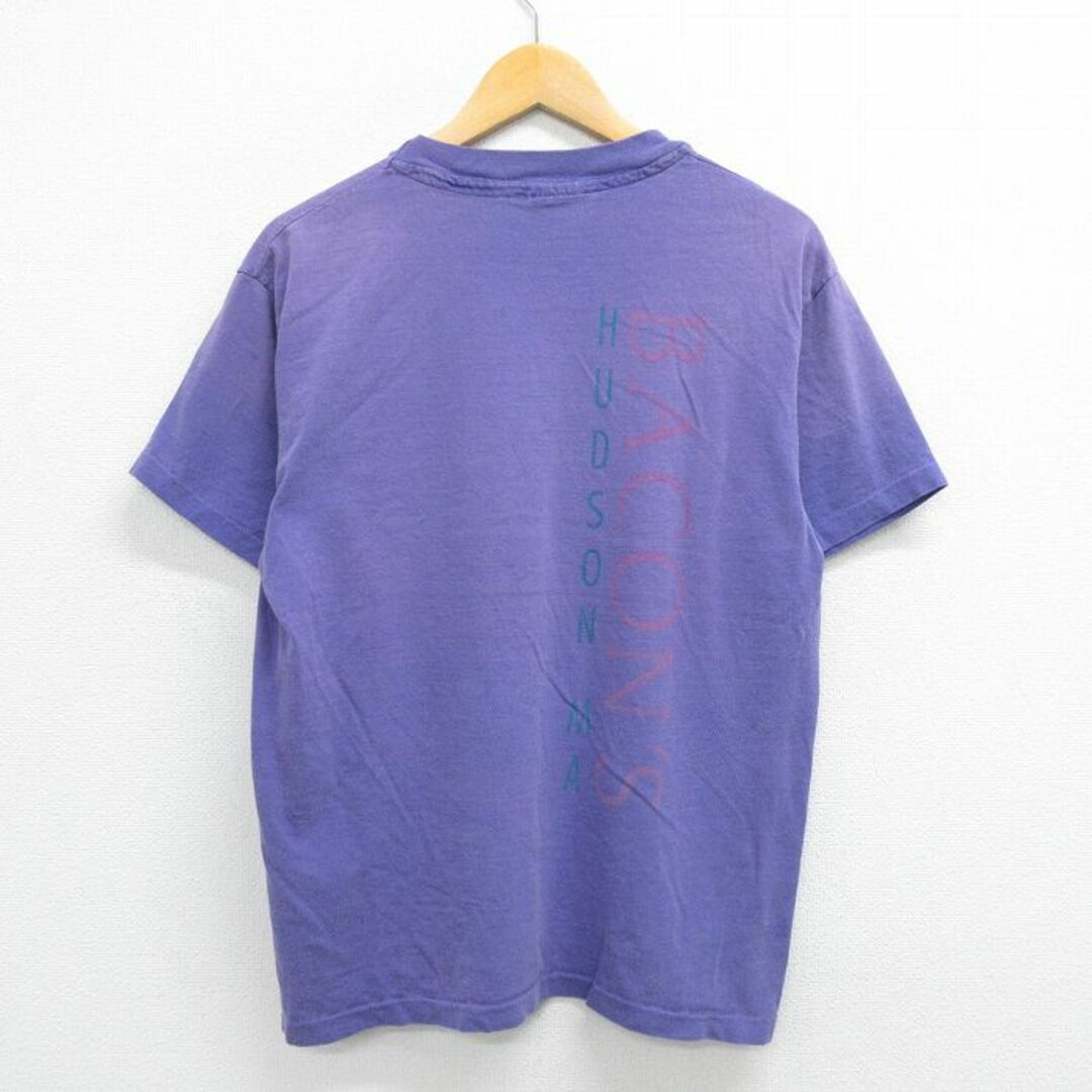 M★古着 半袖 ビンテージ Tシャツ メンズ 90年代 90s BACONS コットン クルーネック USA製 紫 パープル 23may11 中古 メンズのトップス(Tシャツ/カットソー(半袖/袖なし))の商品写真