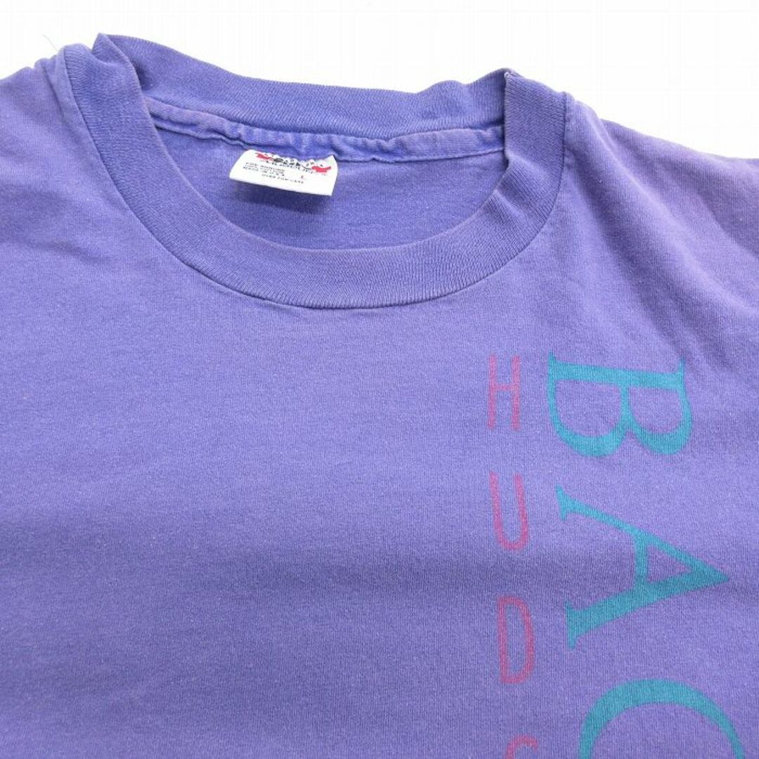 M★古着 半袖 ビンテージ Tシャツ メンズ 90年代 90s BACONS コットン クルーネック USA製 紫 パープル 23may11 中古 メンズのトップス(Tシャツ/カットソー(半袖/袖なし))の商品写真