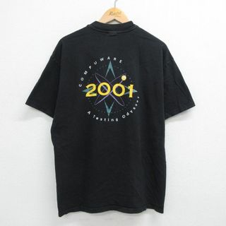 ヘインズ(Hanes)のXL★古着 ヘインズ Hanes 半袖 ビンテージ Tシャツ メンズ 00年代 00s COMPUWARE 大きいサイズ コットン クルーネック 黒 ブラック 23may12 中古(Tシャツ/カットソー(半袖/袖なし))