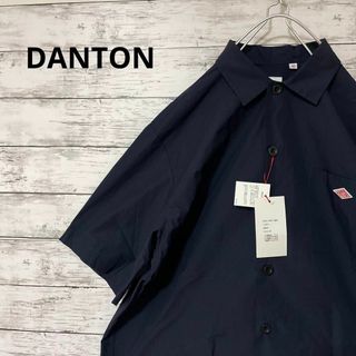 ダントン(DANTON)の新品 DANTON コットンポプリン半袖ワイドカラーシャツ タグ付き ネイビー(シャツ)