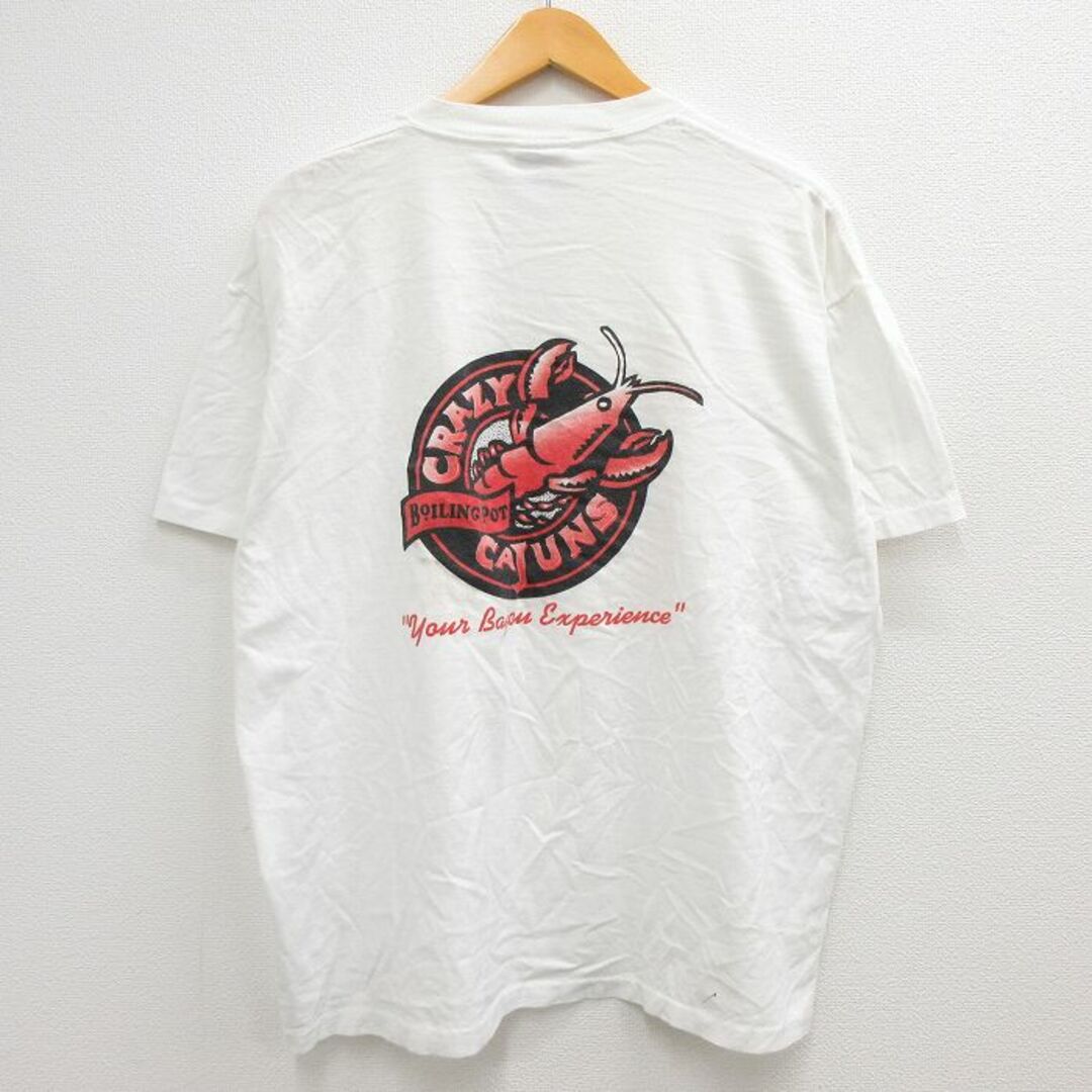 Crazy(クレイジー)のXL★古着 半袖 ビンテージ Tシャツ メンズ 90年代 90s LSU CRAZY CAJUNS クルーネック 白 ホワイト 23may15 中古 メンズのトップス(Tシャツ/カットソー(半袖/袖なし))の商品写真