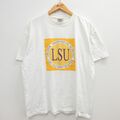 XL★古着 半袖 ビンテージ Tシャツ メンズ 90年代 90s LSU CRAZY CAJUNS クルーネック 白 ホワイト 23may15 中古