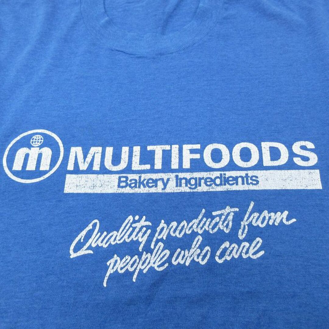 XL★古着 半袖 ビンテージ Tシャツ メンズ 80年代 80s MULTIFOODS クルーネック 青 ブルー 霜降り 23may15 中古 メンズのトップス(Tシャツ/カットソー(半袖/袖なし))の商品写真