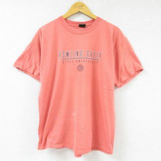 L★古着 半袖 ビンテージ Tシャツ メンズ 00年代 00s BOWLING クルーネック ピンク系 23may15 中古(Tシャツ/カットソー(半袖/袖なし))