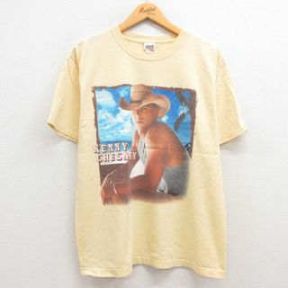 L★古着 半袖 ビンテージ ロック バンド Tシャツ メンズ 00年代 00s ケニーチェズニー コットン クルーネック 黄 イエロー 23may10 中古(Tシャツ/カットソー(半袖/袖なし))