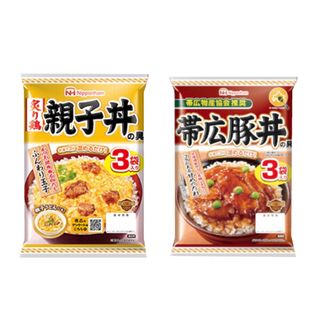 ニッポンハム　どんぶり繁盛　親子丼の具・帯広豚丼の具　　3袋入x各1 (レトルト食品)