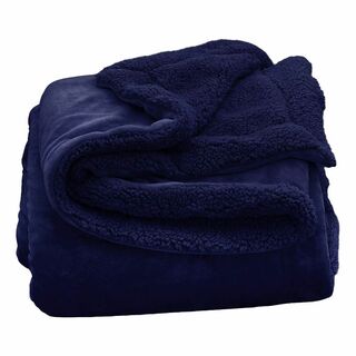 【色: 紺色 ネイビー】毛布 2枚合わせ あったか 冬 マイクロファイバー ブラ(布団)