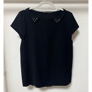 ザラ(ZARA)のZARA スタッズ襟シフォンプリーツブラウス(シャツ/ブラウス(半袖/袖なし))