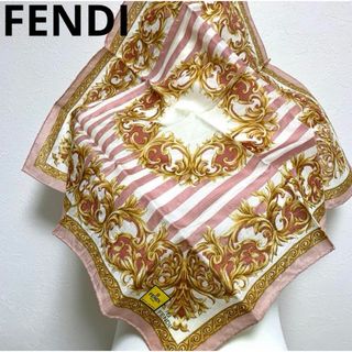 フェンディ(FENDI)の【新品未使用】FENDI ハンカチ スカーフ 装飾デザイン コットン製(ハンカチ)