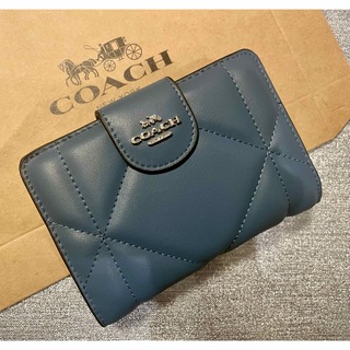 コーチ(COACH)のCOACH  コーチ　ミドル　ウォレット　コンパクト　ブルー　レザー　未使用品(財布)