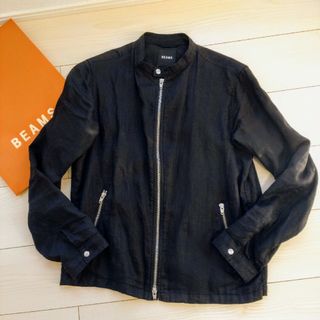 【美品】BEAMS/フレンチリネン　ライダースジャケット