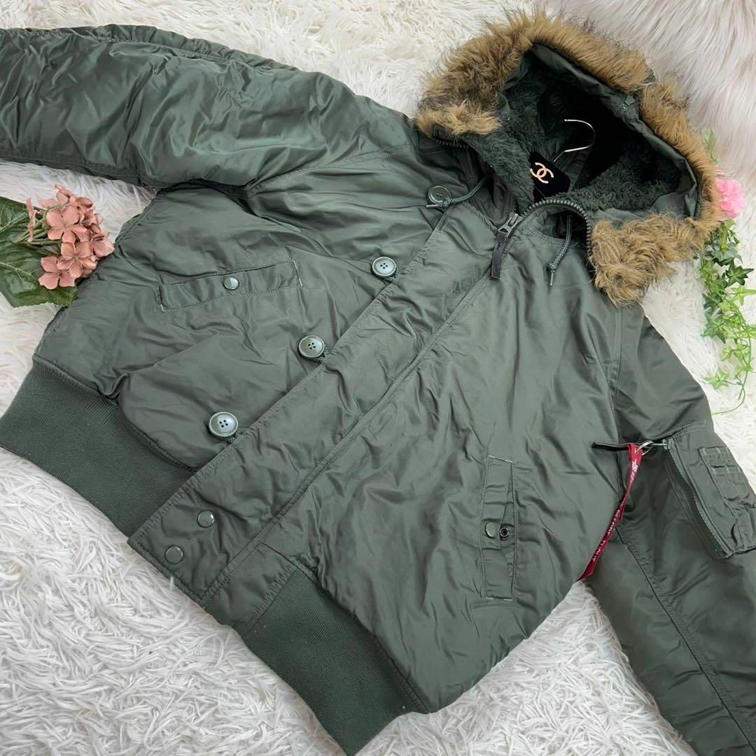 ALPHA INDUSTRIES(アルファインダストリーズ)のアルファインダストリーズ メンズ Lサイズ ミリタリージャケット ファー ボア メンズのジャケット/アウター(ミリタリージャケット)の商品写真