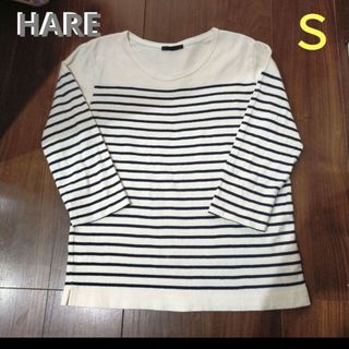 ハレ(HARE)のHARE 　ボーダー　トップス　Ｓ　白　濃紺　クルーネック　カットソー　七分袖(Tシャツ/カットソー(七分/長袖))