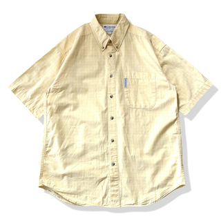 コロンビア(Columbia)の【90s】Columbia チェック柄 半袖 ボタンダウンシャツ イエロー M(シャツ)