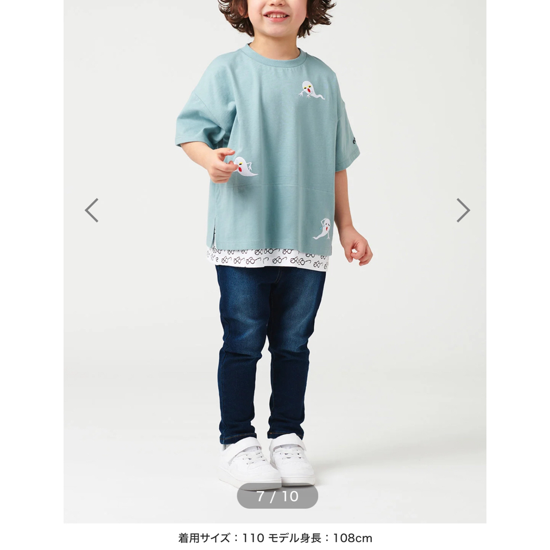 Design Tshirts Store graniph(グラニフ)のグラニフ　おばけ エンブロイダリー　キッズビッグTシャツ 90 キッズ/ベビー/マタニティのキッズ服男の子用(90cm~)(Tシャツ/カットソー)の商品写真