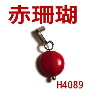 H4089【天然石】赤珊瑚(レッドコーラル)　ペンダントトップ　チャーム(ネックレス)